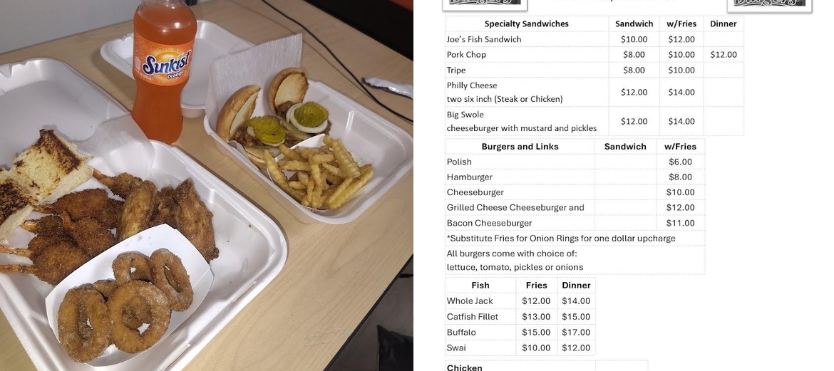 Tiny Burgers Menu